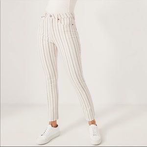 Abercrombie and Fitch white striped high rise jean